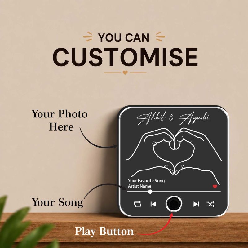 Spotify Style Musical Fridge Magnet with Custom Names & Favorite Song Rechargeable Music Player Gift for Loveable Person & Long Distance Relationship